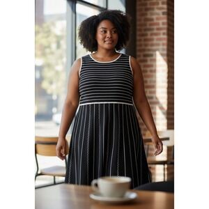 Tommy Hilfiger Women Navy White Striped Knit Sleeveless Dress Size 3X